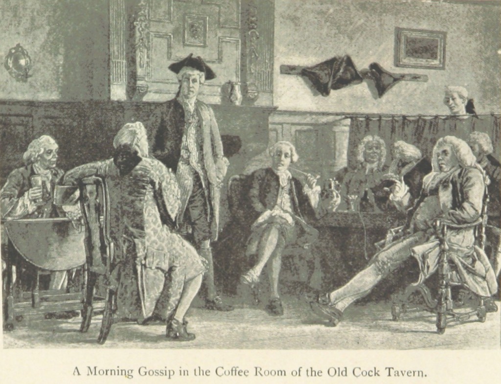 Men gossiping in a tavern.