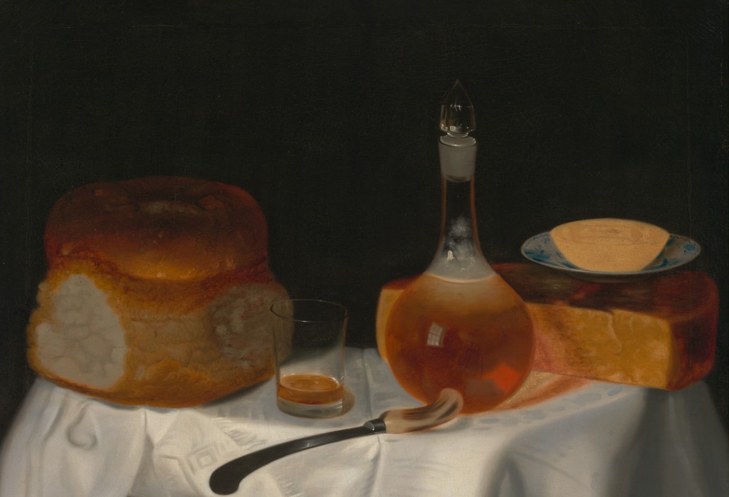 Painting of bread, butter and cheese